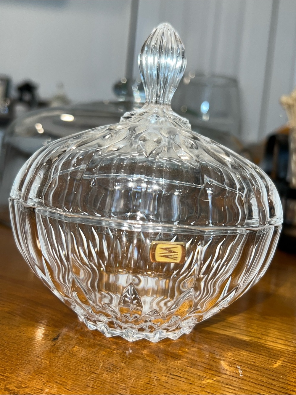 Vintage 1990s Cristal D'Arques Bretagne Crystal Glass Bowl Candy Dish and Lid